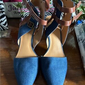 Nine West denim and Brown Heels